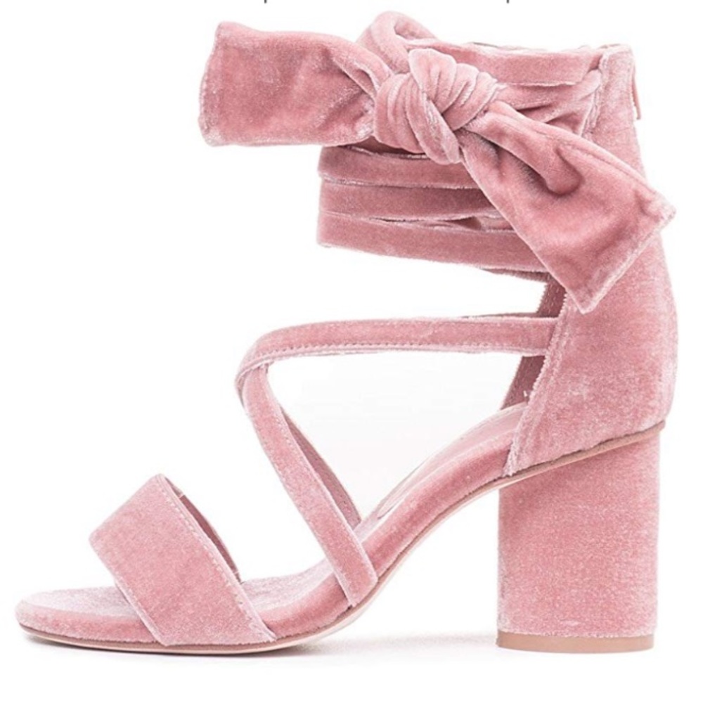 Destini Blush Velvet Strap Enclosed Ankle Sandal